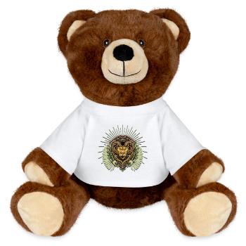 Impressive horned lion - MiniFeet® RecycelBär® Teddy Bear Brown - white - Front
