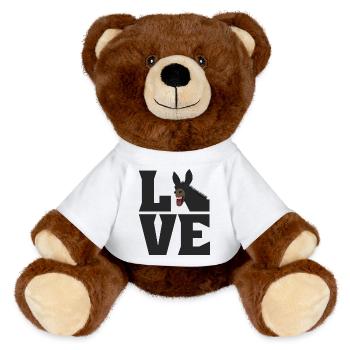 LOVE Muli Donkey Love mule horse - MiniFeet® RecycelBär® Teddy Bear Brown - white - Front