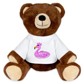 Beignet flamant rose - Nounours RecycelBär® marron - blanc - Devant