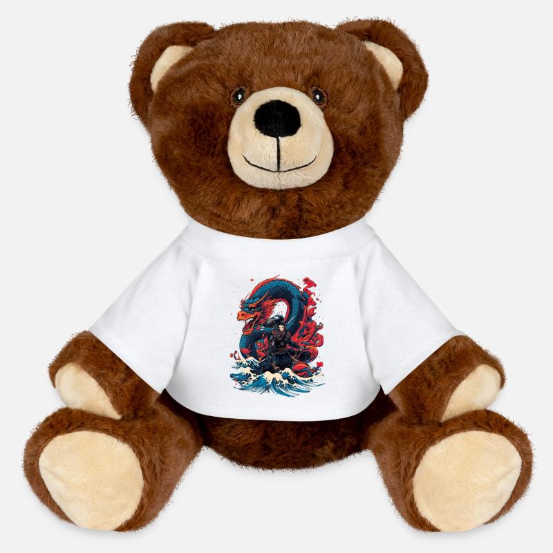 Asiatisch Drache Anime Japanisch Meer Samurai - MiniFeet® RecycelBär® Braun - Weiß