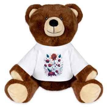 Roses Vaporwave Bouquet - MiniFeet® RecycelBär® Teddy Bear Brown - white - Front