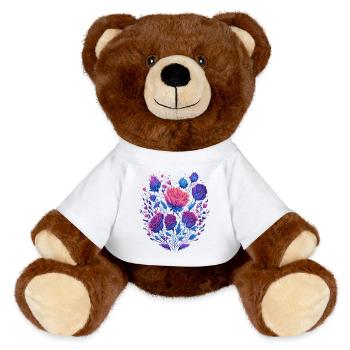 neon bouquet of roses vintage roses - MiniFeet® RecycelBär® Teddy Bear Brown - white - Front