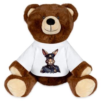 Police des lapins - Nounours RecycelBär® marron - blanc - Devant