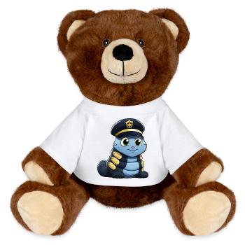 Chenille de police - Nounours RecycelBär® marron - blanc - Devant