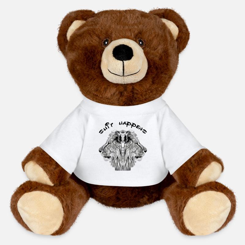 Shit happens - bad luck - MiniFeet® RecycelBär® Teddy Bear Brown - white