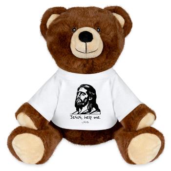 Jesus, hilf mir - MiniFeet® RecycelBär® Braun - Weiß - Vorne