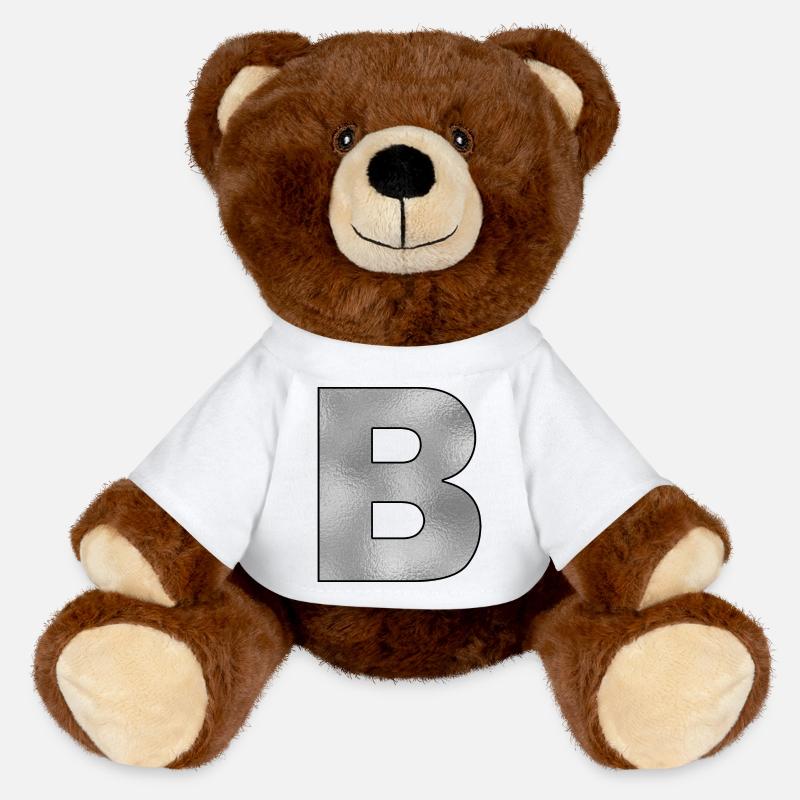 Lettre B Argent - Nounours RecycelBär® marron - blanc