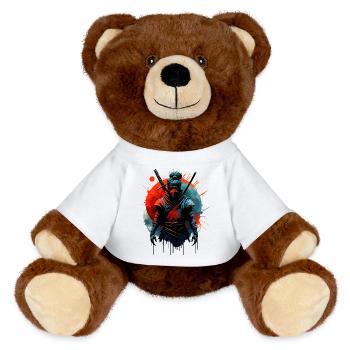 Japanese Samurai Ninja - MiniFeet® RecycelBär® Teddy Bear Brown - white - Front