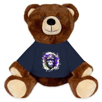Affe Kopf Porträt Bunt - MiniFeet® RecycelBär® Braun - French Navy - Vorne