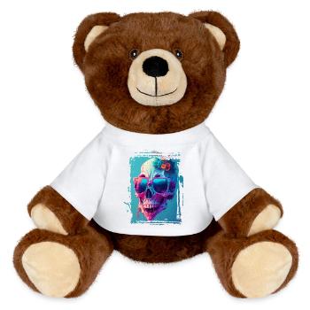 Dame tête de mort avec des lunettes de soleil - Nounours RecycelBär® marron - blanc - Devant