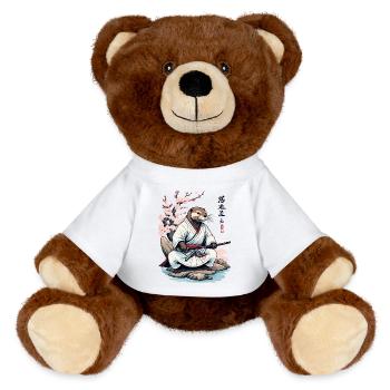 Otter Samurai Cute Japan Ukiyo-E Vintage Design - MiniFeet® RecycelBär® Teddy Bear Brown - white - Front