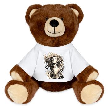Beautiful female paint art Face colorful woman - MiniFeet® RecycelBär® Teddy Bear Brown - white - Front