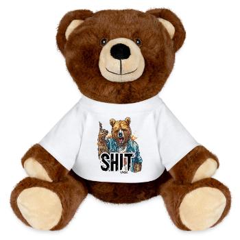 ours pointant du doigt : c’est drôle caca d’ours - Nounours RecycelBär® marron - blanc - Devant