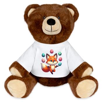 Jongler avec le renard roux avec les œufs de Pâques - Nounours RecycelBär® marron - blanc - Devant