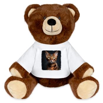 Bengal Cat Bengalkatze - MiniFeet® RecycelBär® Teddy Bear Brown - white - Front