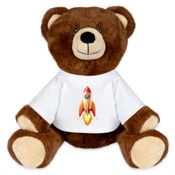 Lancements de fusées rétro en illustration bidimensionnelle - Nounours RecycelBär® marron - blanc - Devant