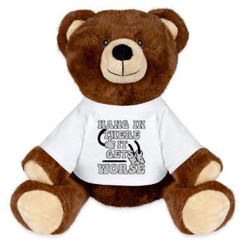 Hang in Sarkasmus lustig und ironische - MiniFeet® RecycelBär® Braun - Weiß - Vorne