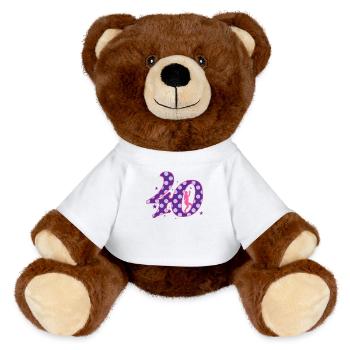 40th Birthday in Seventies Style - MiniFeet® RecycelBär® Teddy Bear Brown - white - Front