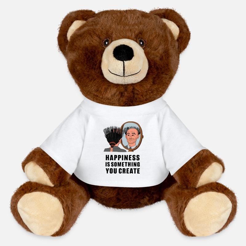 Happiness Is Something You Create für einen - MiniFeet® RecycelBär® Braun - Weiß