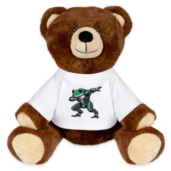Cooler Roboter-Frosch, der Mech Cyborg betupft - MiniFeet® RecycelBär® Braun - Weiß - Vorne
