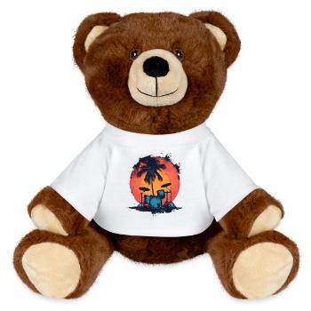 Drumkit Drawing - MiniFeet® RecycelBär® Teddy Bear Brown - white - Front