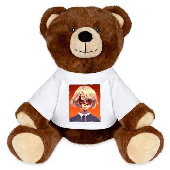 Creepy girl - MiniFeet® RecycelBär® Teddy Bear Brown - white - Front
