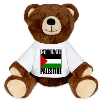 I stand with palestine - Nounours RecycelBär® marron - blanc - Devant