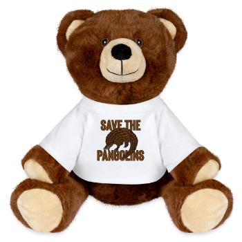 Rettet die Schuppentiere TShirt Tierliebhaber Schuppentier - MiniFeet® RecycelBär® Braun - Weiß - Vorne