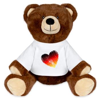 Germany Heart Grunge Black, Red, Gold - MiniFeet® RecycelBär® Teddy Bear Brown - white - Front