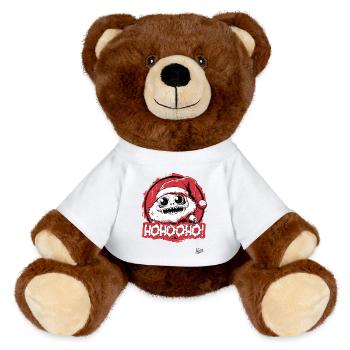 HoHoHo! Cartoon Monster Santa Claus - MiniFeet® RecycelBär® Teddy Bear Brown - white - Front