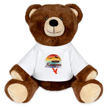 Moin Kampen avec mouette dans le style rétro-Sylt-Kampen - Nounours RecycelBär® marron - blanc - Devant