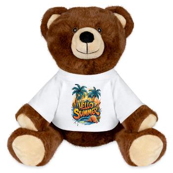 Summer Tropical Vibe Print - MiniFeet® RecycelBär® Teddy Bear Brown - white - Front
