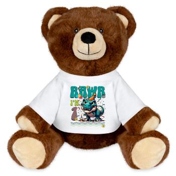1er anniversaire Rawr T Rex Dinosaure - Nounours RecycelBär® marron - blanc - Devant