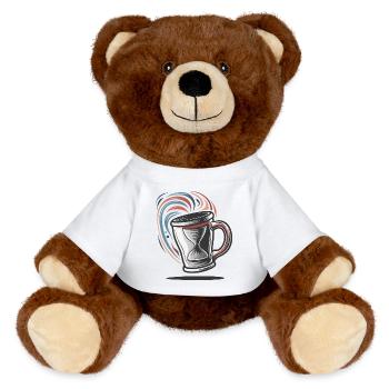 EINE ZEITREISENDE KAFFEETASSE - MiniFeet® RecycelBär® Braun - Weiß - Vorne