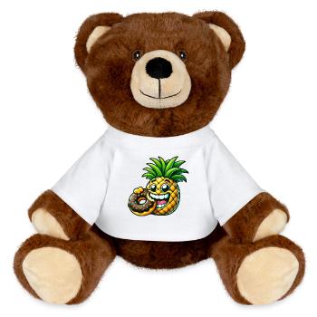 Drôle Ananas Donut Dessin Animé Fruité Sucré Desig - Nounours RecycelBär® marron - blanc - Devant