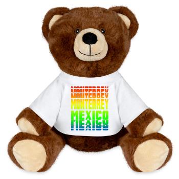 Monterrey Mexiko Regenbogen Design - MiniFeet® RecycelBär® Braun - Weiß - Vorne