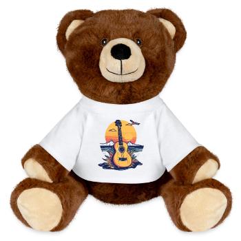 Ukulele Graphics - MiniFeet® RecycelBär® Teddy Bear Brown - white - Front