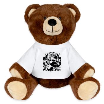 Gaming Girl Sketch - MiniFeet® RecycelBär® Teddy Bear Brown - white - Front