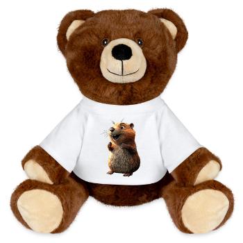 Biber Motiv Biberflüsterer Nagetiere Süßer Biber - MiniFeet® RecycelBär® Braun - Weiß - Vorne