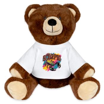 Scorpio Horoscope Astrology Sign 80s Vintage. - MiniFeet® RecycelBär® Teddy Bear Brown - white - Front