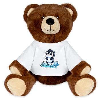 Pinguin schwitzt Eisscholle Schmelzen Südpol - MiniFeet® RecycelBär® Braun - Weiß - Vorne