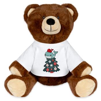 Cute Christmas Tree Fir Tree Cartoon with Sea - MiniFeet® RecycelBär® Teddy Bear Brown - white - Front