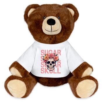Tête de mort mexicaine sugar skull dia de Muertos - Nounours RecycelBär® marron - blanc - Devant