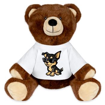 Chihuahua Dogs Comic Cool - MiniFeet® RecycelBär® Teddy Bear Brown - white - Front