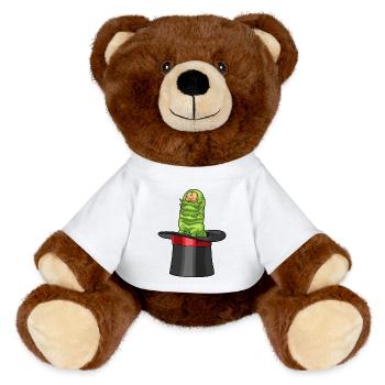 Chapeau haut-de-forme Sorcier Chenille - Nounours RecycelBär® marron - blanc - Devant