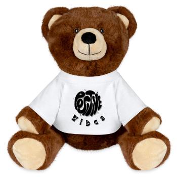 Abstrakte Graustufen Kalligrafie - Positive Vibes - MiniFeet® RecycelBär® Braun - Weiß - Vorne