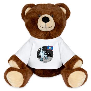 Astronaut Fahne Belize - MiniFeet® RecycelBär® Braun - Weiß - Vorne