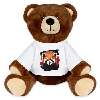 Panda roux rétro - Nounours RecycelBär® marron - blanc - Devant