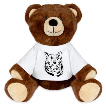 Katzenliebhaber - Elegantes Katzenporträt - MiniFeet® RecycelBär® Braun - Weiß - Vorne
