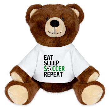Funny Soccer Design Soccer Lovers - MiniFeet® RecycelBär® Teddy Bear Brown - white - Front